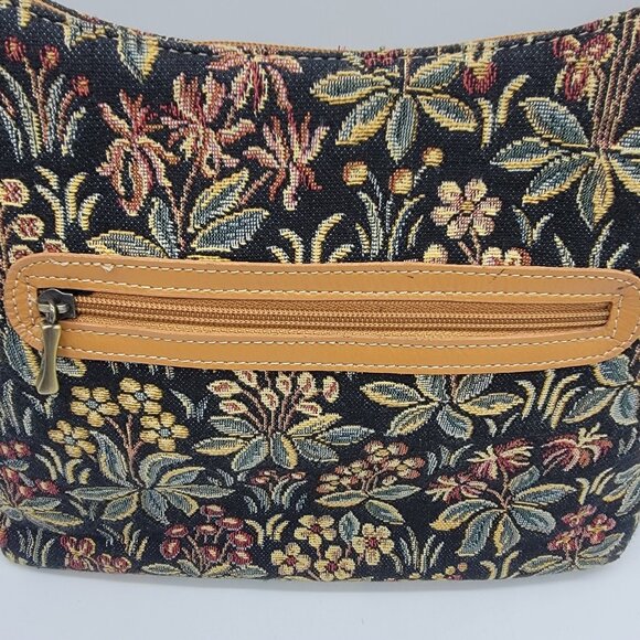 MILLE FLEUR SAUVAGE FRENCH FLORAL TAPESTY COTTON PURSE HANDBAG RARE EUC - Picture 5 of 10